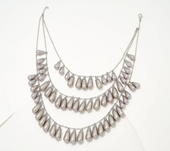 Isaac Mizrahi Live! Layered Faux Pearl Necklace, Smoke, Silvertone