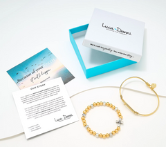 Luca & Danni Set of 2 Wire and Bead 'Faith" Bracelets with Box Large