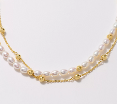 Honora 17" Gold-Clad Graduated Double Strand Cultured Pearl Necklace