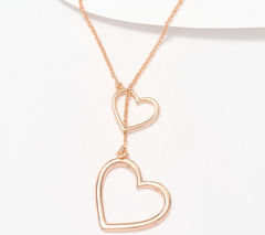 UltraFine 950 Silver Rose Tone Heart Toggle Diamond Cut 26" Necklace