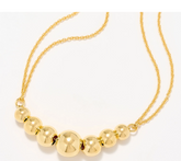 UltraFine 950 Silver Gold Tone Adjustable Bead 18"-32" Necklace