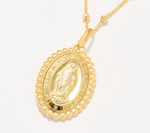 David Markstein Gold Clad Sterling Silver Miraculous Medal Medallion 18" Necklace