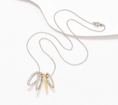Diamonique Sterling Silver and 14K Yellow Gold-Plated Four Ring Necklace