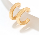 David Markstein Gold Clad Sterling Silver 1" Debut Smart Closure Hoop Earrings