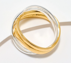 UltraFine 950 Silver Multi Layer Crossover Ring Size 10