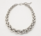 Susan Graver Silver Tone Bold Graduated Hoop Chain Necklace