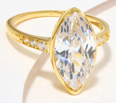 Diamonique Gold Clad Sterling Silver Classics Marquise Ring, Size 9