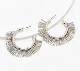 Susan Graver Silver Tone Metal Fringe Semi Hoop Earrings