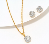Fire Light Lab Grown Diamond Gold tone Sterling Silver Pendant & Earring Set