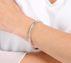 Diamonique Italia Sterling Silver Hinged Bangle Bracelet, Avg