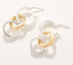 UltraFine 950 Silver Two Tone Convertible Drop Earrings