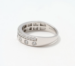 Diamonique Sterling Silver Station Band Ring, Size 7