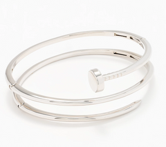 David Markstein Bronze Silver Tone Multi Hinge Nail Head Bangle Avg