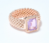 David Markstein Debut Rose Clad Bronze Mesh Emerald Cut Amythest Ring Size 5