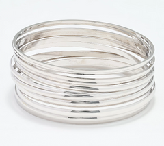 David Markstein Premiere White Bronze Set of 10 Luxe Slip On Bangles Large