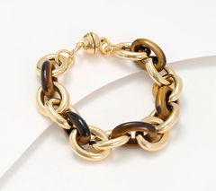 David Markstein Yellow Bronze Rolo & Gemstone Magnetic Bracelet Avg