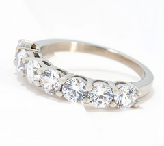 Steel by Diamonique Classic Half Eternity Band Ring, Size 9