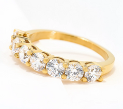 Steel by Diamonique Classic Half Eternity Band Ring, Size 7