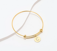 Steel by Diamonique Gold Tone "C" Initial Bracelet Small/Avg