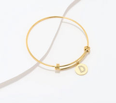 Steel by Diamonique Gold Tone "D" Initial Bracelet Small/Avg