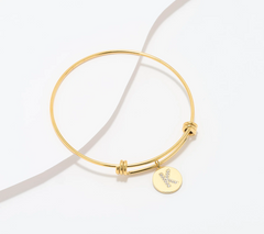 Steel by Diamonique Gold Tone "K" Initial Bracelet Avg/Large
