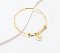 Steel by Diamonique Gold Tone "S" Initial Bracelet Avg/Large