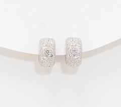 Diamonique Italia Sterling Silver Huggie Hoop Earrings