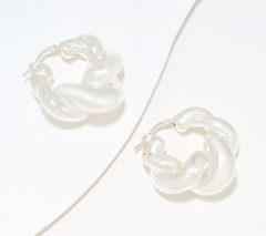 UltraFine 950 Silver Bold Twisted 1 1/8" Hoop Earrings