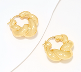 UltraFine 950 Silver Gold Clad Bold Twisted 1 1/8" Hoop Earrings