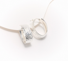 UltraFine 950 Silver Squared Oval 1" Hoop Earrings