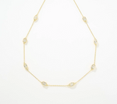 Diamonique Classics Gold Clad Sterling Silver Bezel Set Station Necklace