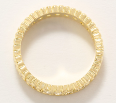 Diamonique Gold Clad Sterling Silver Beaded Border Eternity Ring Size 6