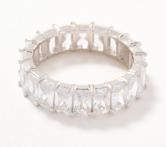 Diamonique Classics Sterling Silver Baguette Eternity Band Ring Size 8