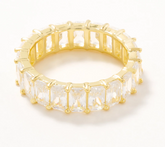 Diamonique Classics Gold Clad Sterling Silver Baguette Eternity Band Ring Size 7