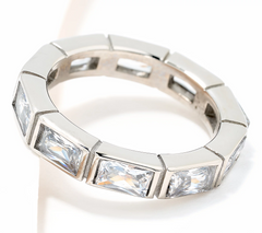 Steel by Diamonique Silver Tone Baguette Eternity Band Size 7