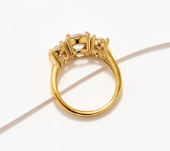 Steel by Diamonique 3 Stone Goldtone Ring Size 5