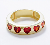 Diamonique x Melissa McGoff Sterling Silver Goldclad Heart Band Ring, Size 6