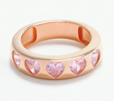 Diamonique x Melissa Mcgoff 14K Rose Gold Plated SS Heart Band Ring, Size 10