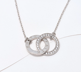 Diamonique Italia Sterling Silver Interlocked Rings Faith Necklace