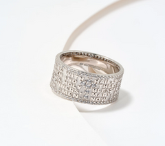 Diamonique Italia Sterling Silver Prayer Band Ring, Size 9