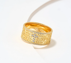 Diamonique Italia Gold Tone Sterling Silver Prayer Band Ring, Size 11