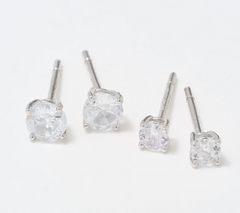 Diamonique Sterling Silver 4-Piece Holiday Gift Set with Jewelry Box