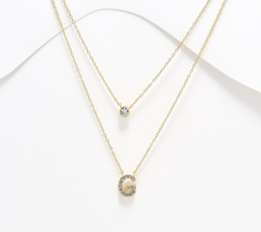 Diamonique 14K Gold SS Plated Initial "G" Two-Row Layered Necklace