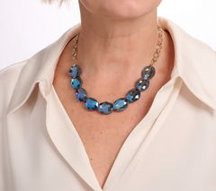 Susan Graver Gold Tone Montana Faceted Oval Necklace