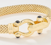 David Markstein Yellow Bronze Mesh Status Buckle Clasp Bangle, 6-1/2"