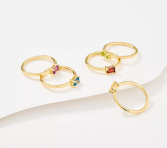 David Markstein Yellow Bronze Set of 5 Genuine Gemstone Rings Size 9