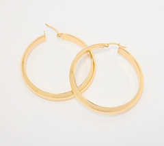 Silver Style Gold Clad Sterling Silver 2" Chubby Hoop Earrings