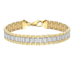 Silver Style Two Tone Chain Link Bracelet Avg