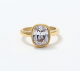 Steel by Diamonique Gold Tone Cocktail Ring Size 9