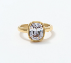 Steel by Diamonique Gold Tone Cocktail Ring Size 9